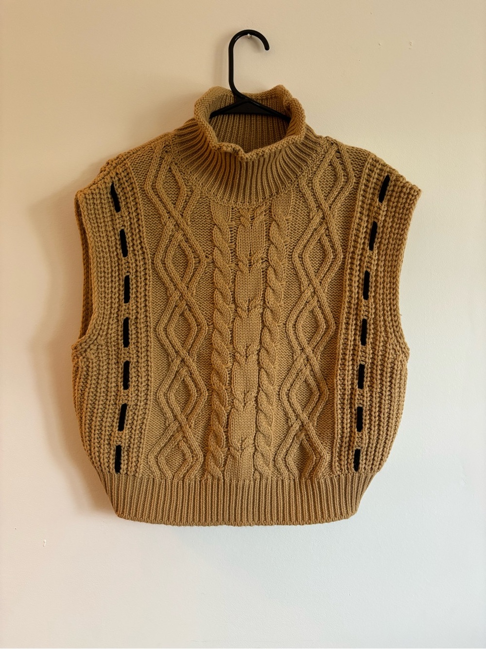 gimmicks by BKE Cable Knit Sleeveless Sweater Vest in tan